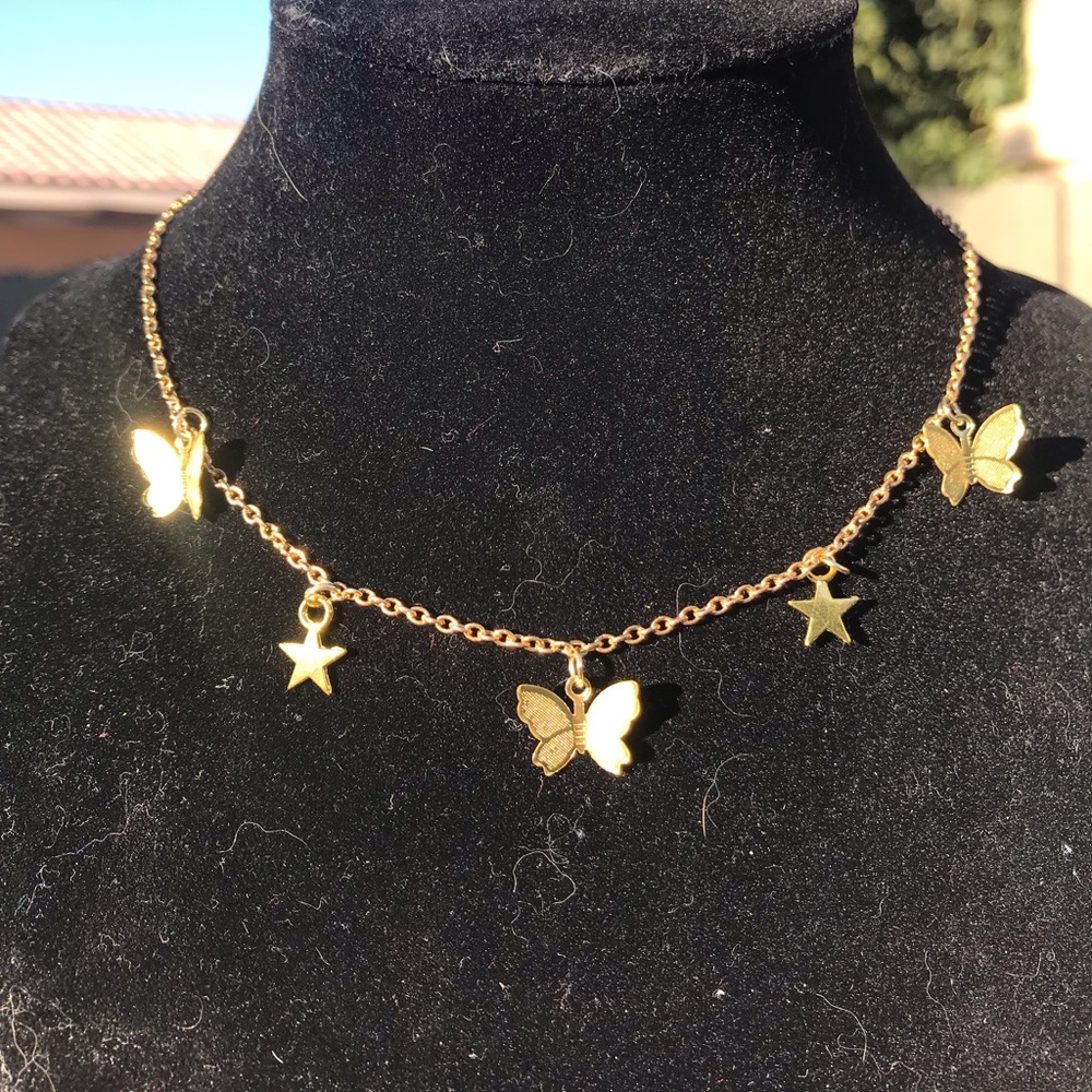 Gold Butterfly/star necklace
